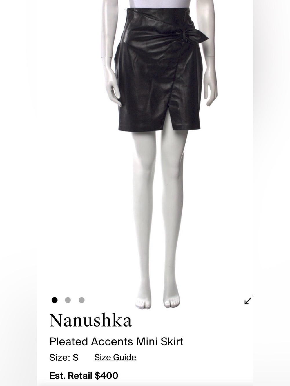 Nanushka Black Pleated Mini Skirt with Button Closure